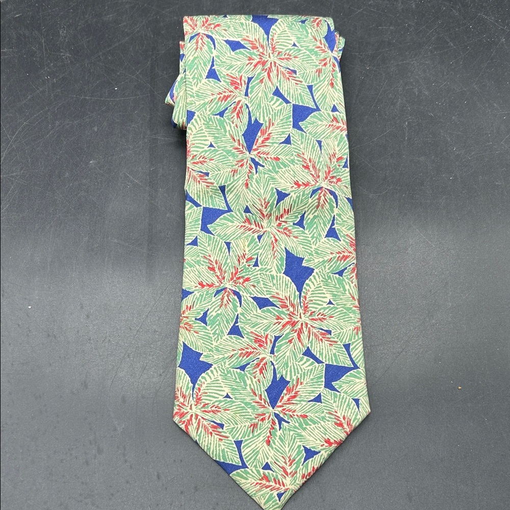 Paul Stuart Green and Blue Floral Tie